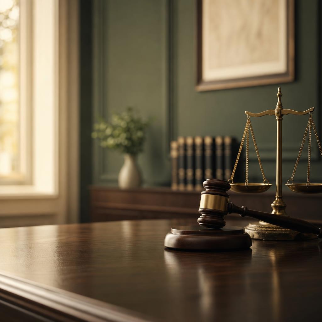 Gavel and scales of justice on a desk
