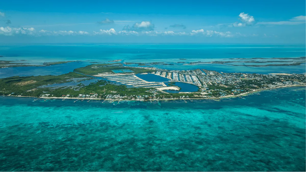 Aerial view of Mahogany Bay, Ambergris Caye, Belize