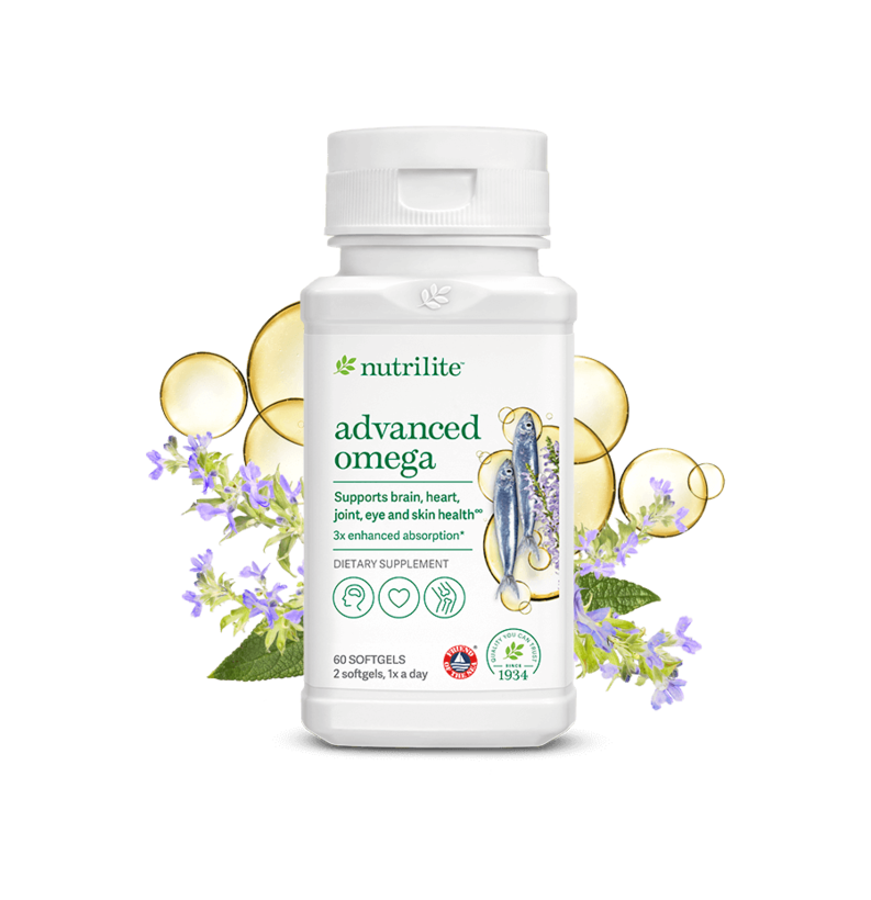 Nutrilite Advanced Omega softgels supplement bottle