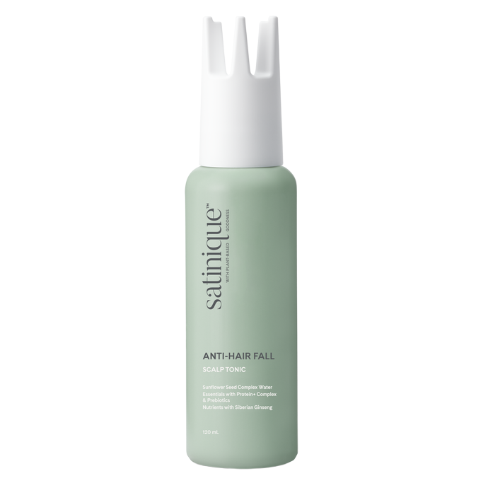 Satinique Anti-Hair Fall Scalp Tonic plant-based bottle