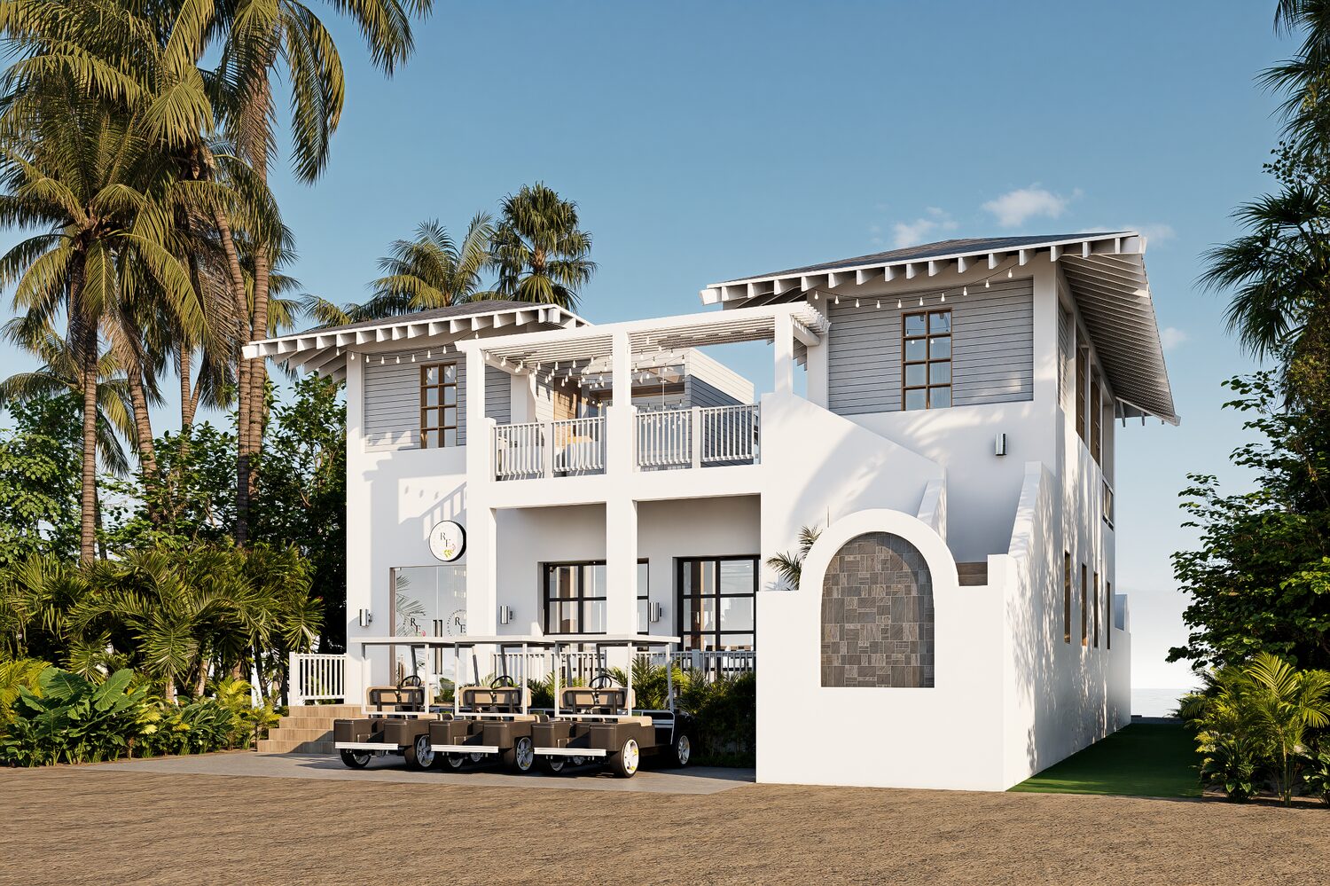 Front view of the studio building